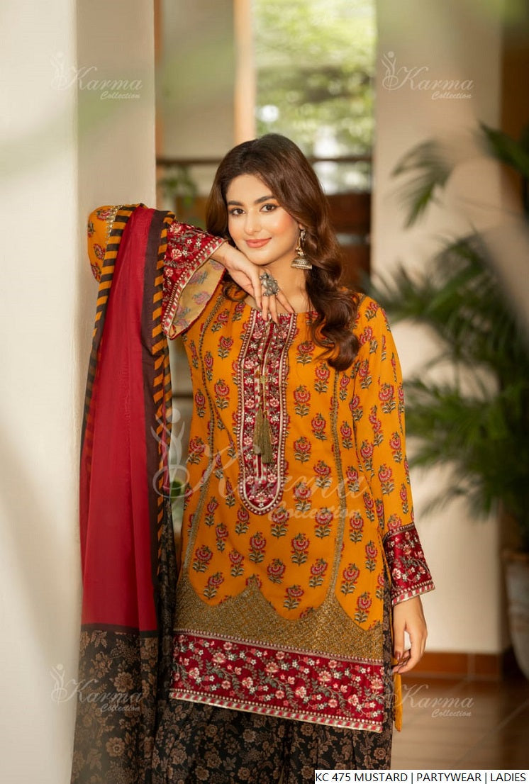 Pakistani women's mustard yellow silk long kaftan detail view