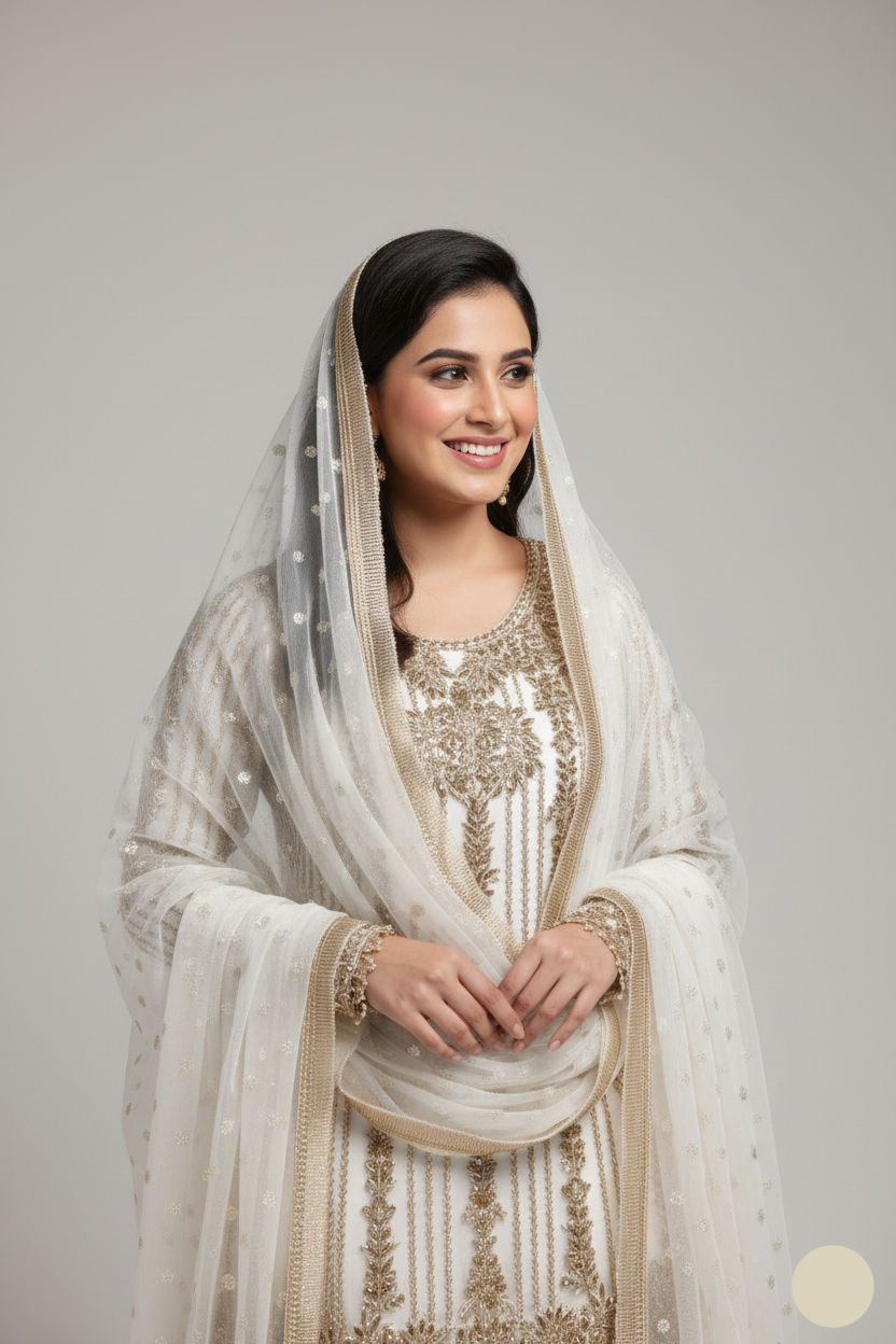 ABL 3753 organza Pakistani women's shirt with zari organza plazo side view