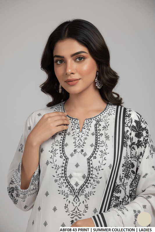 Pakistani women's lawn straight printed shirt side view