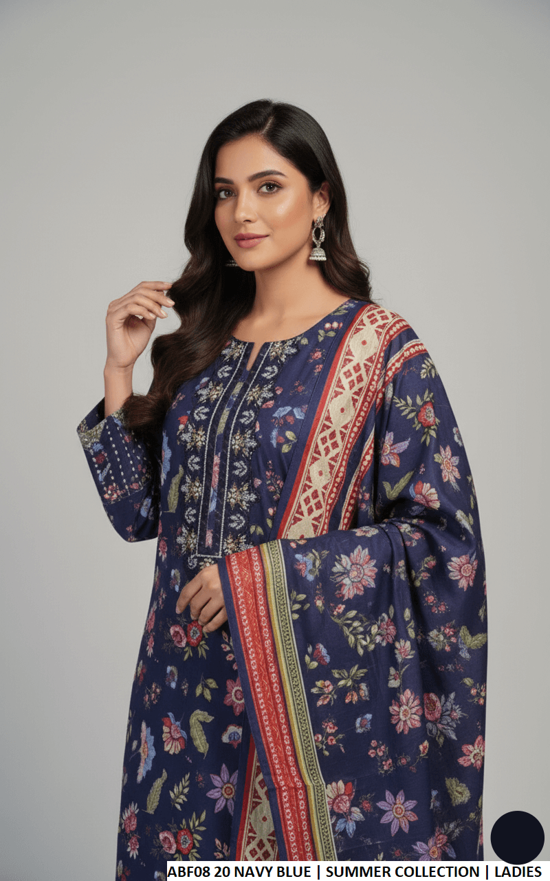 Pakistani women's lawn straight printed casual shirt side view