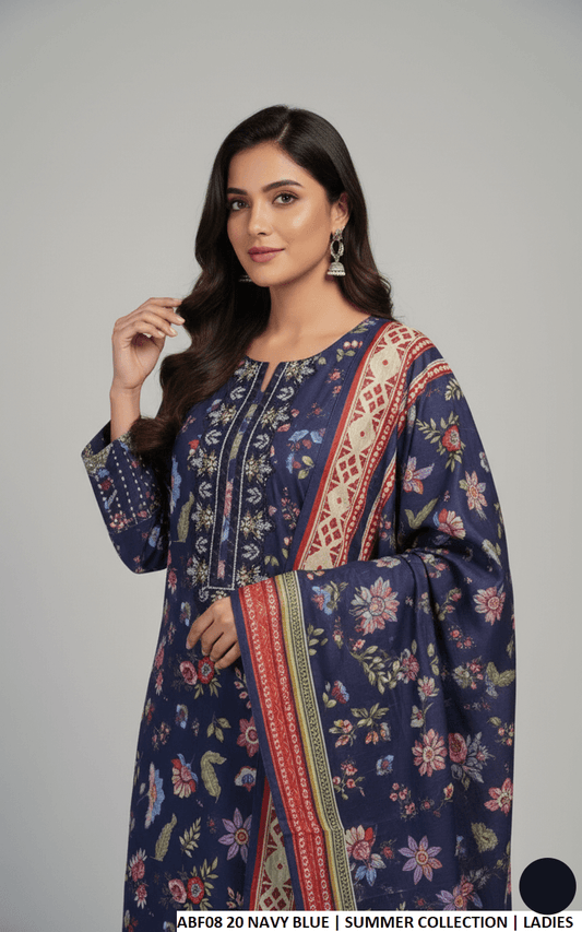 Pakistani women's lawn straight printed casual shirt side view