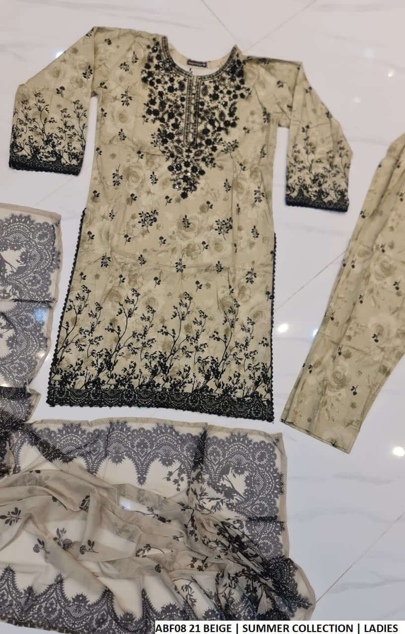 Pakistani women's lawn straight printed casual outfit back view