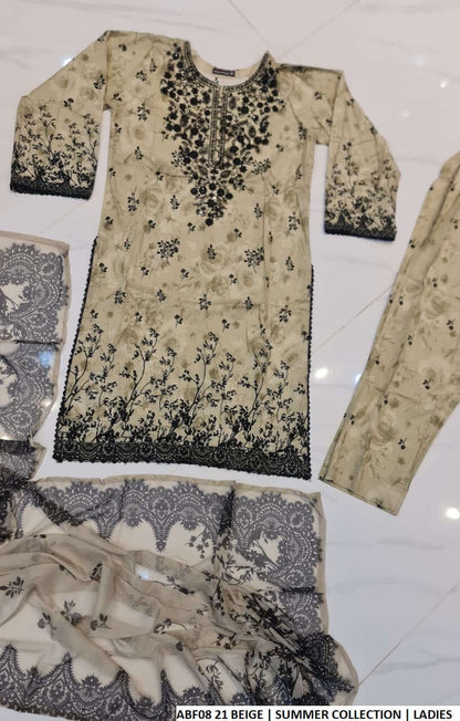 Pakistani women's lawn straight printed casual outfit back view
