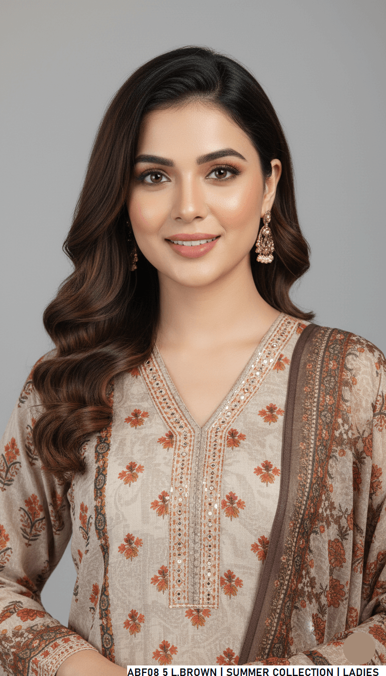 Pakistani women's lawn straight printed casual shirt side view