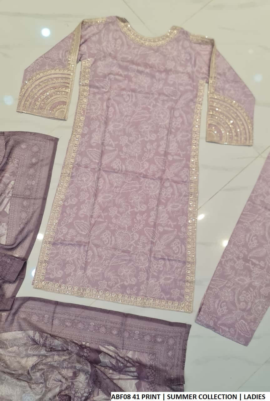 Pakistani women's lawn straight printed casual outfit back view