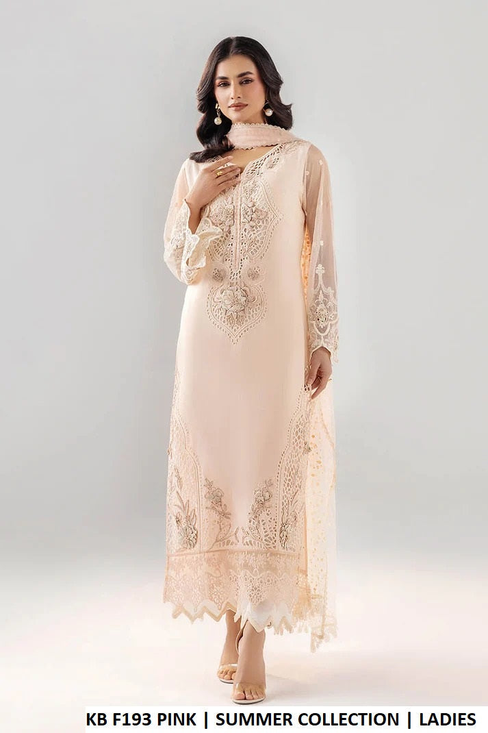 Cotton straight shirt light pink - Pakistani women's casual outfit with soft net dupatta front view