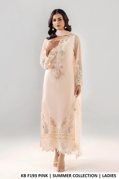 Cotton straight shirt light pink - Pakistani women's casual outfit with soft net dupatta front view