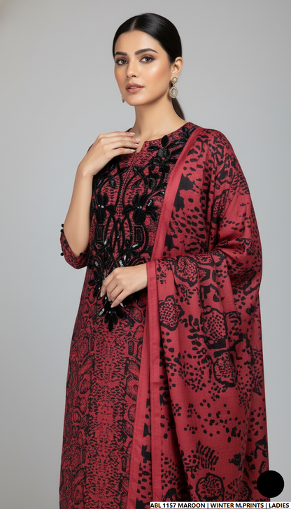 Pakistani women's printed lawn casual outfit detail view
