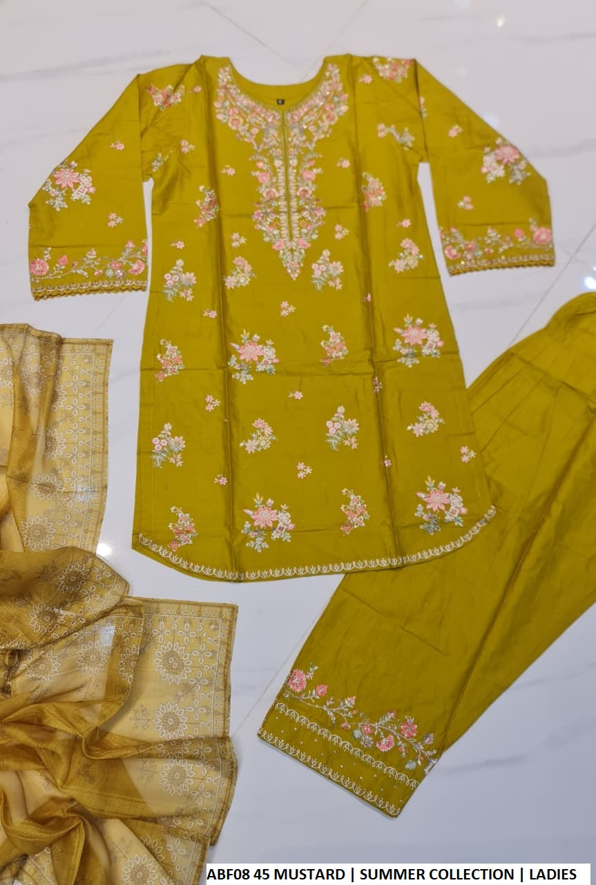 Pakistani women's mustard yellow cotton straight shirt farshi shalwar back view