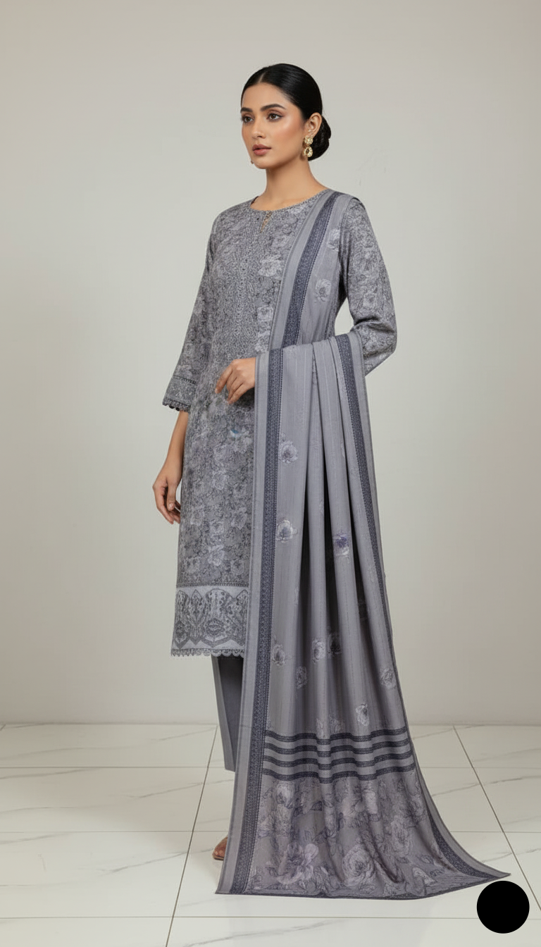 Pakistani women's lawn A-Line printed casual shirt side view