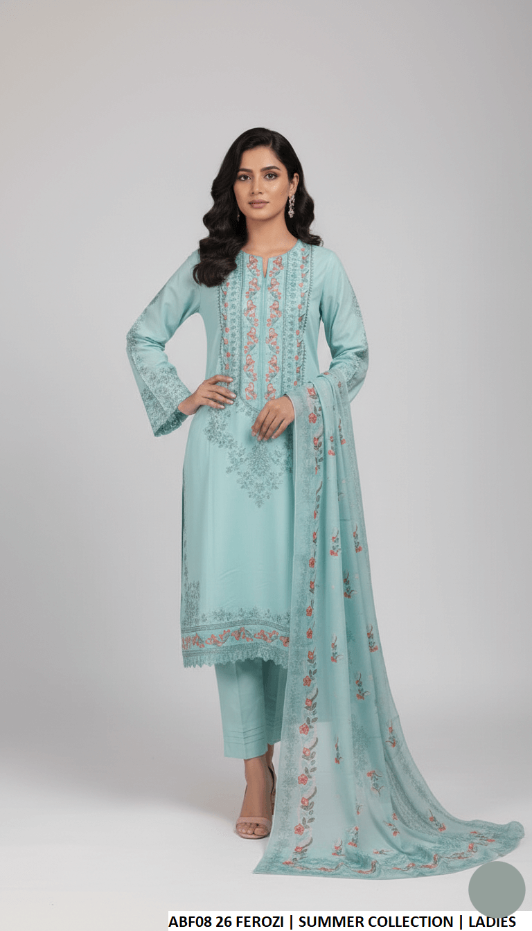 Pakistani women's ferozi cotton casual straight shirt back view
