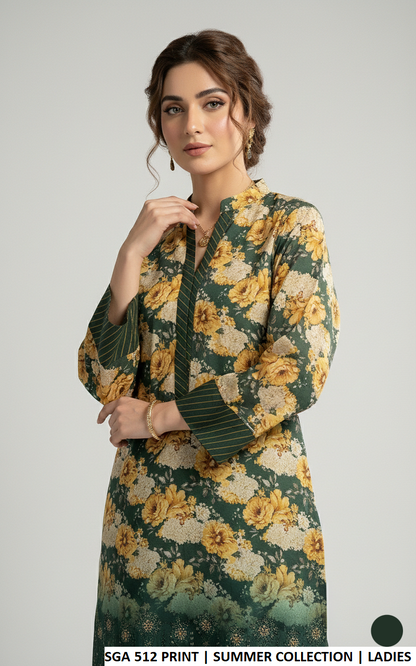 Pakistani women's lawn straight printed casual shirt side view