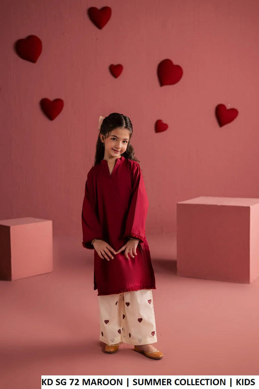 KD SG 72 MAROON - Maroon Cotton Straight Women's Plazo Suit for Casual Wear