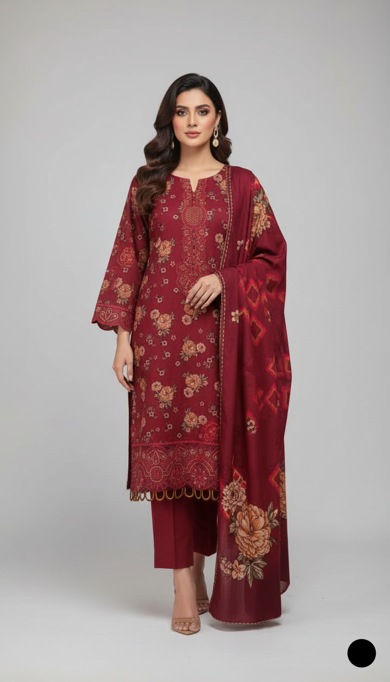 Pakistani women's lawn A-Line printed casual shirt side view