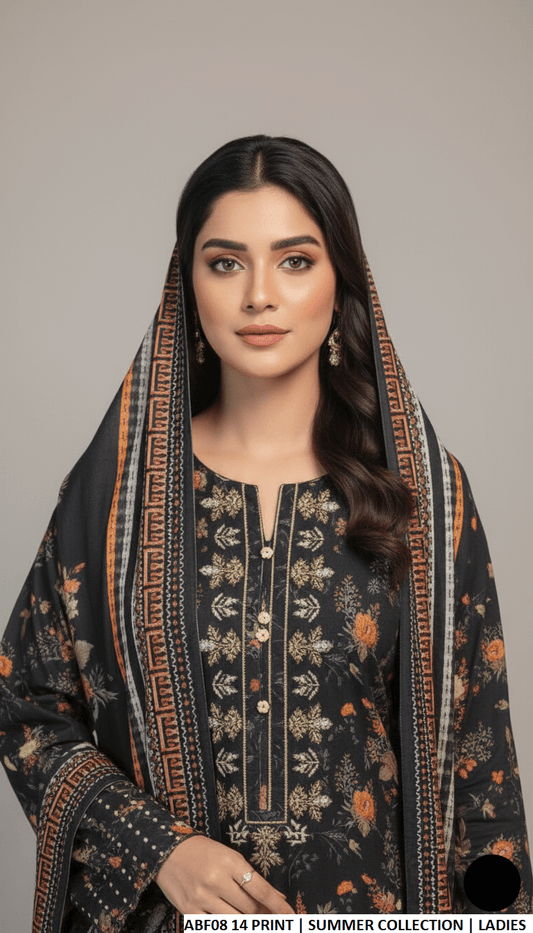 Pakistani women's lawn straight printed casual shirt side view