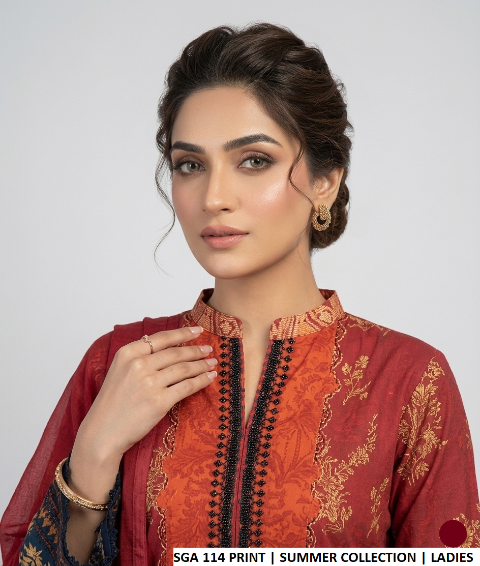 SGA 114 PRINT lawn Pakistani women's A-Line shirt side view