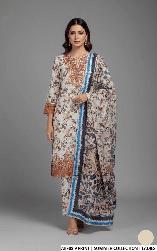 Lawn straight printed shirt - Pakistani women's casual summer outfit with digital print dupatta front view