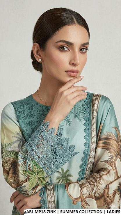 Zinc grey poly lawn Pakistani women's A-Line shirt side view