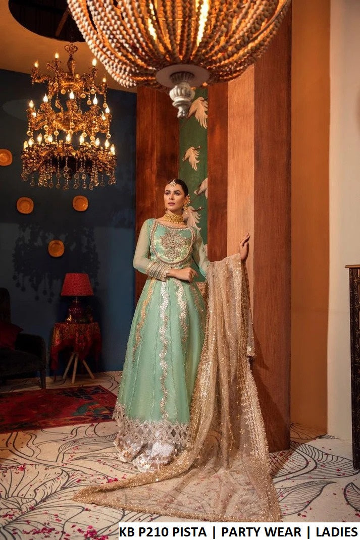 Pakistani women's pista green resham mesuri luxury sharara back view