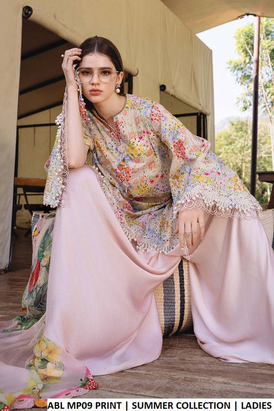 Pakistani women's poly lawn straight printed shirt plazo side view