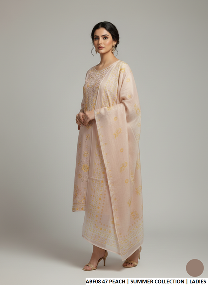 Pakistani women's peach cotton casual straight shirt back view