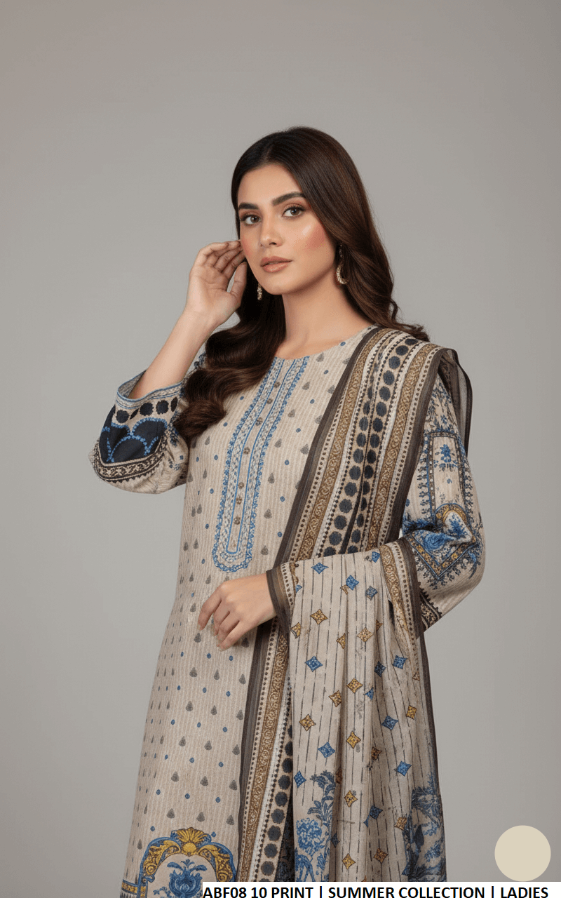 Pakistani women's lawn straight printed casual shirt side view