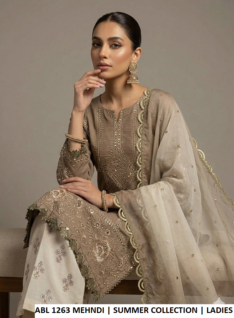 Mehndi green poly lawn Pakistani women's straight shirt with plazo side view