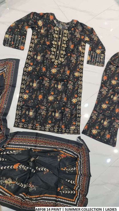 Pakistani women's lawn straight printed casual outfit back view