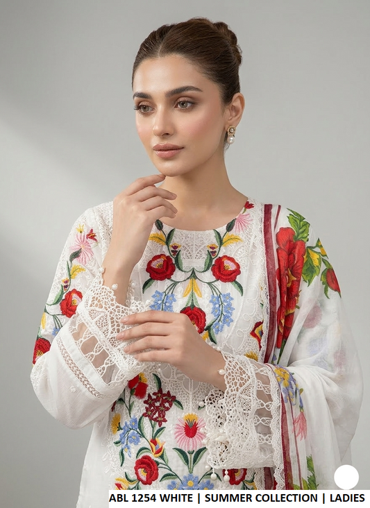 White cotton Pakistani women's casual straight shirt side view