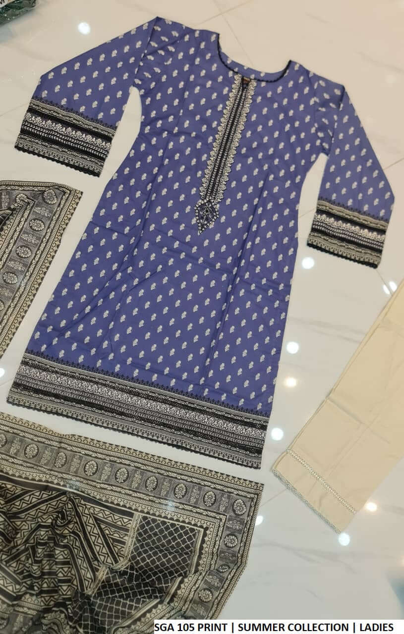 Pakistani women's lawn straight printed casual outfit back view