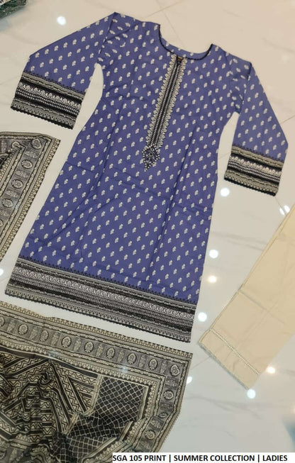 Pakistani women's lawn straight printed casual outfit back view