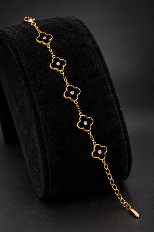 JW10 – Black Clover Gold-Tone Bracelet