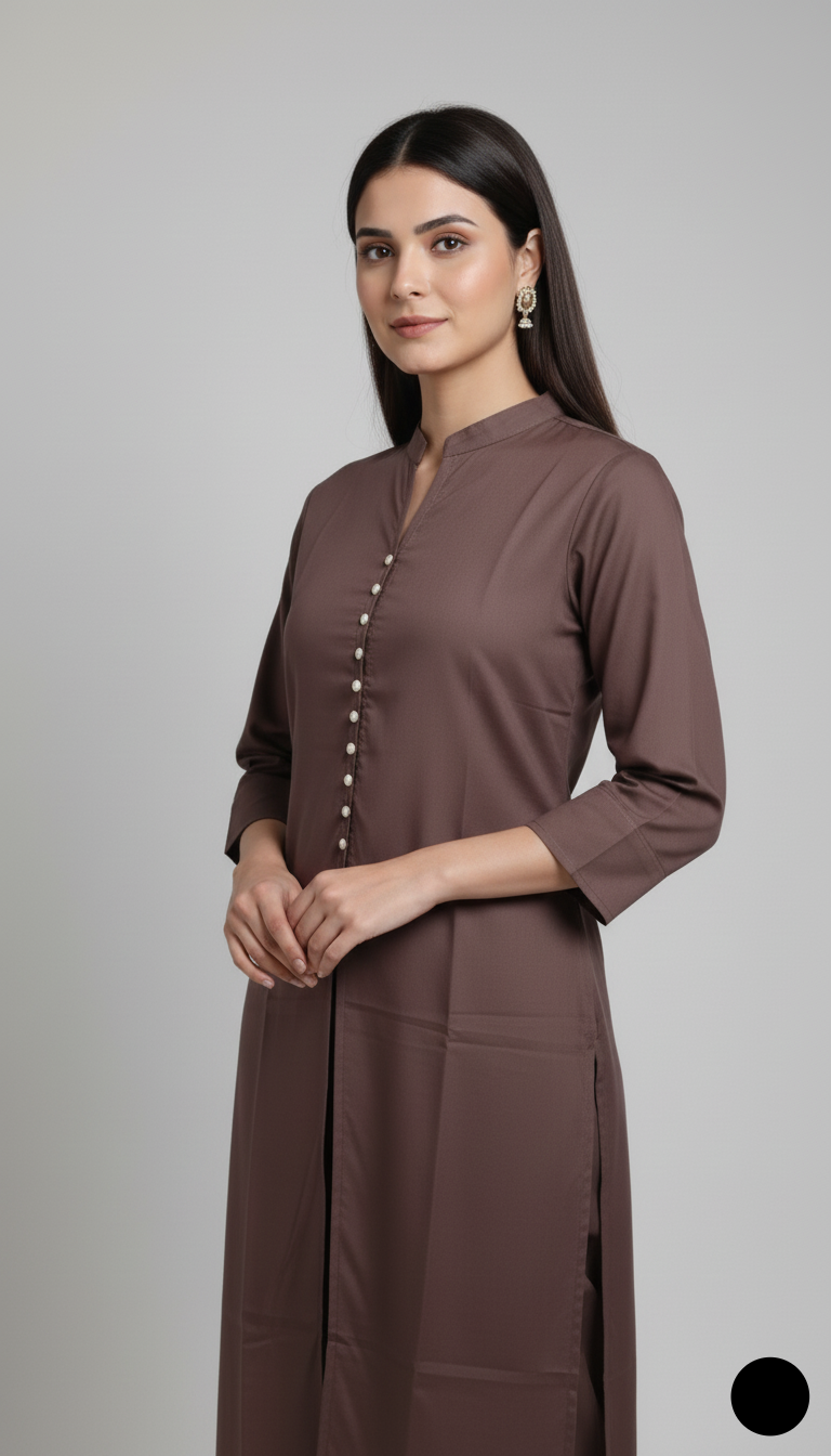 Mid skin khaddar Pakistani women's 2-piece casual winter suit back view