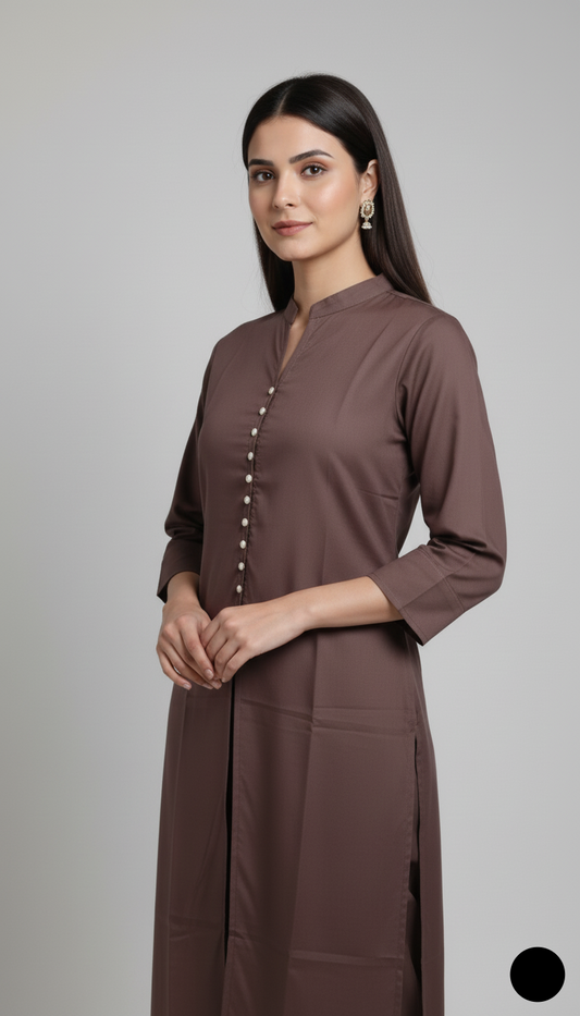 Mid skin khaddar Pakistani women's 2-piece casual winter suit back view