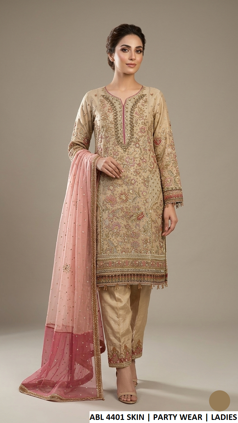 Masoori net 4-piece straight shirt plazo - Pakistani women's luxury formal wear with chiffon and soft net dupatta front view