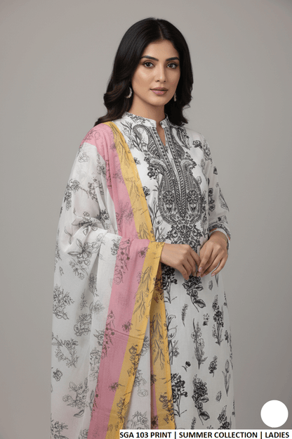 Pakistani women's lawn straight printed casual shirt side view