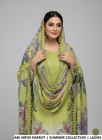 Parrot green poly lawn Pakistani women's straight shirt side view