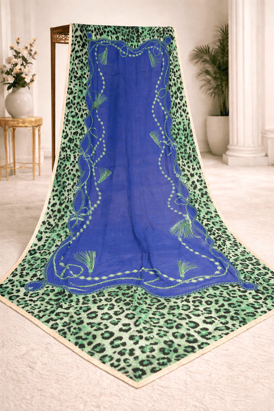 Chiffon digital printed dupatta - Pakistani women's elegant chiffon dupatta with digital print design front view