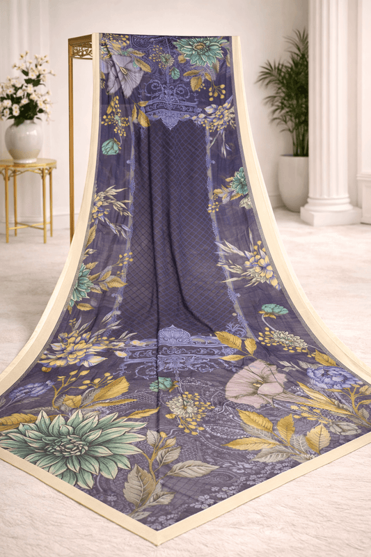 Chiffon digital printed dupatta - Pakistani women's elegant chiffon dupatta with digital print design front view