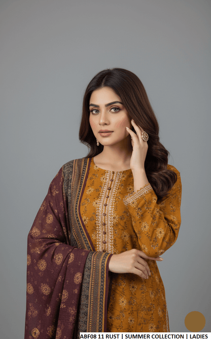 Pakistani women's lawn straight printed casual shirt side view
