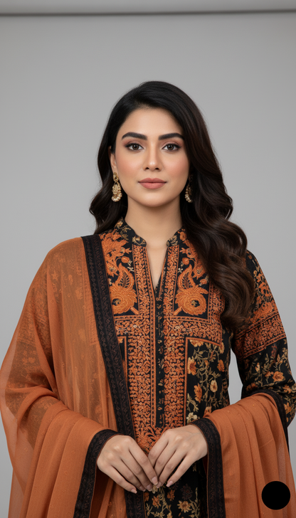 Pakistani women's lawn A-Line printed casual shirt side view