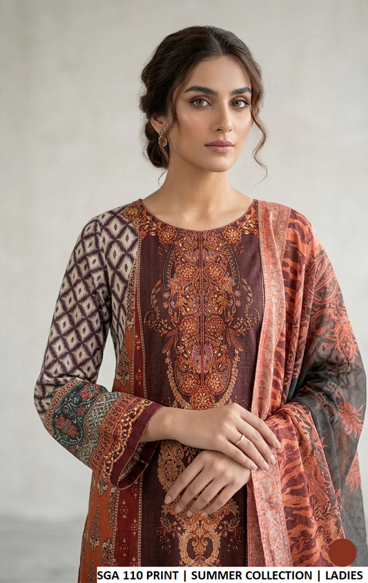 Pakistani women's lawn A-Line printed casual shirt side view