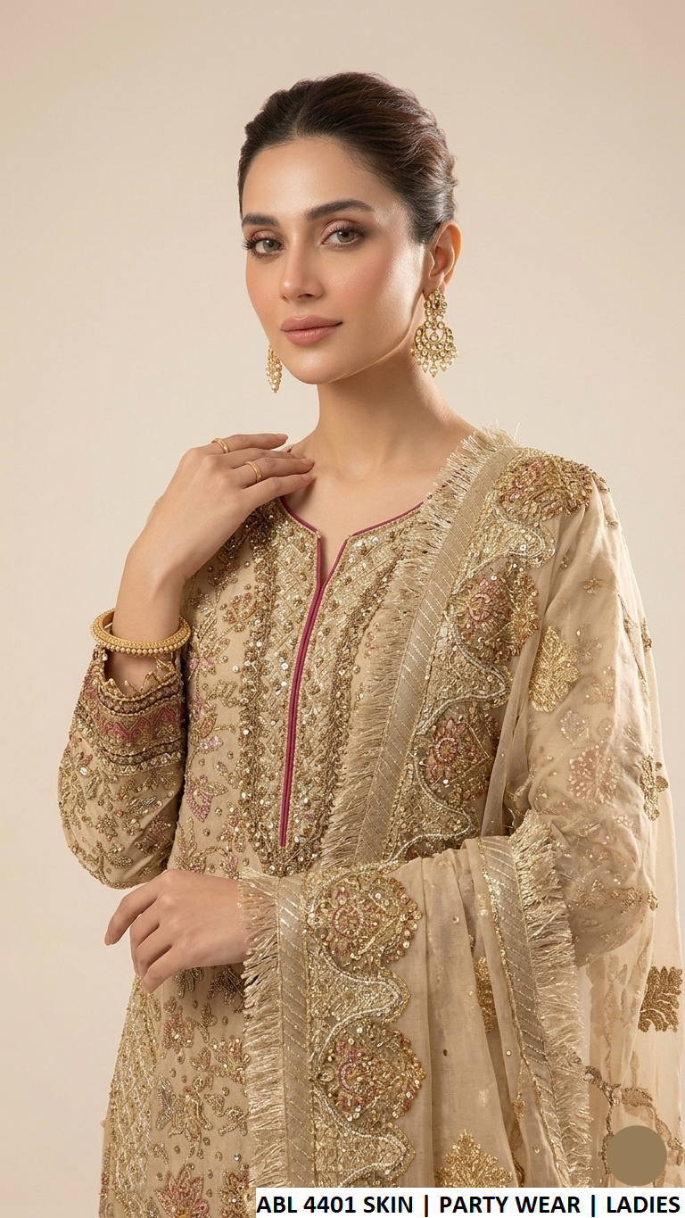 Pakistani women's masoori net luxury outfit full view