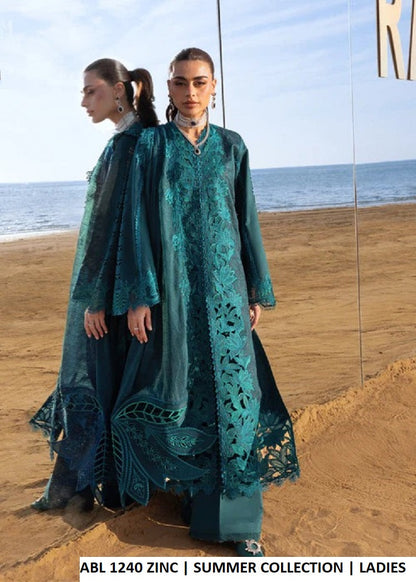 Zinc grey cotton Pakistani women's A-Line shirt with plazo side view