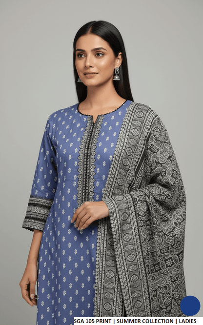 Pakistani women's lawn straight printed casual shirt side view