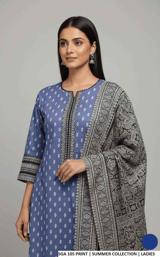 Pakistani women's lawn straight printed casual shirt side view