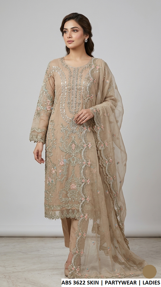 ABS 3622 SKIN - Skin Chiffon Straight 3-Piece Women's Pakistani Suit
