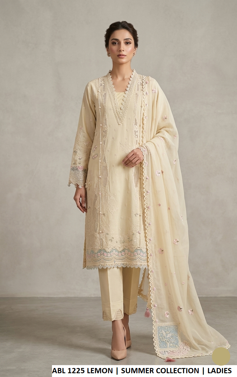 Cotton straight shirt lemon yellow - Pakistani women's casual everyday outfit with organza dupatta front view