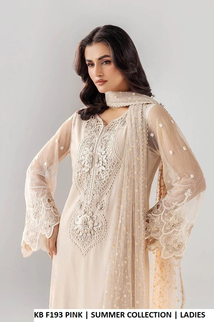 Light pink cotton Pakistani women's straight shirt side view