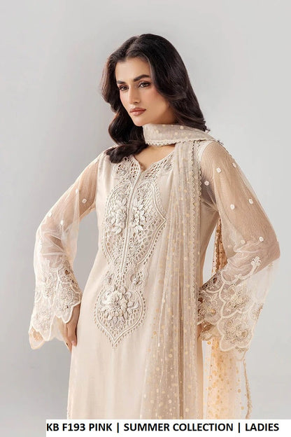 Light pink cotton Pakistani women's straight shirt side view
